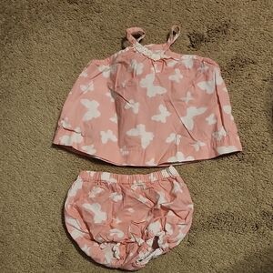 Pink Butterfly Print Baby Outfit